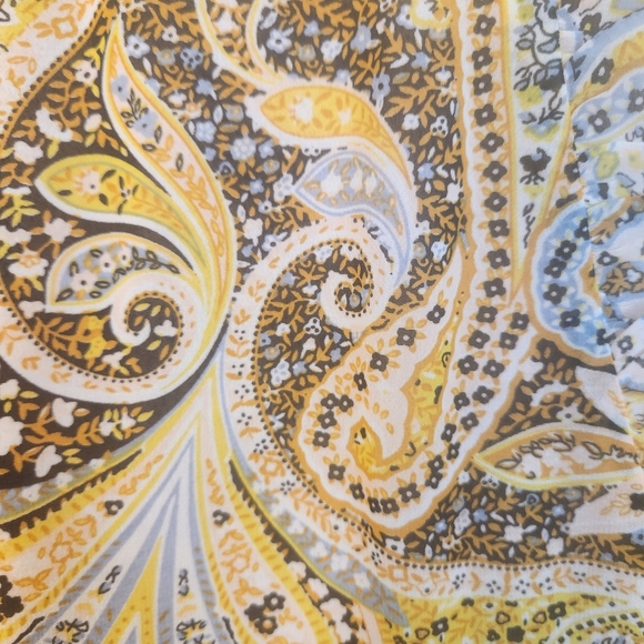 Ann Taylor Paisley V-Neck Blouse - Yellow and Brown XL (5729) - Picture 3 of 7